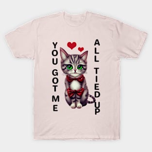 Cute Valentine Love Kitten with Red Bows T-Shirt